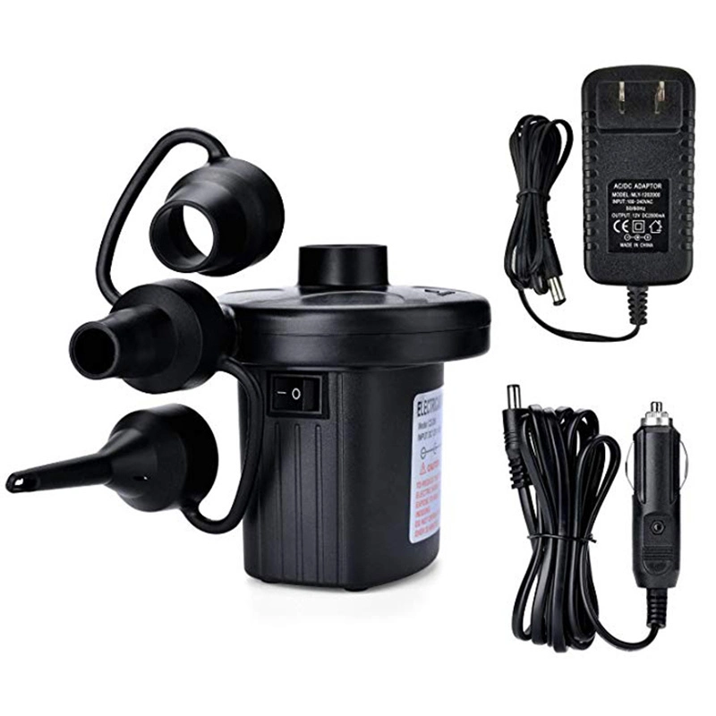 Portable Electric Air Pump, Quick-Fill Air Pump with 3 Nozzles, 110V AC/12V DC, Perfect Inflator/ Deflator Esg13231